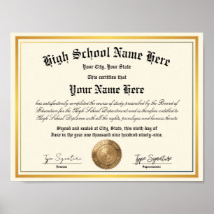 Gold seal High School Diploma, homeschool Poster