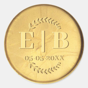 Gold Seal Monogram Date Antique Elegant Wedding 