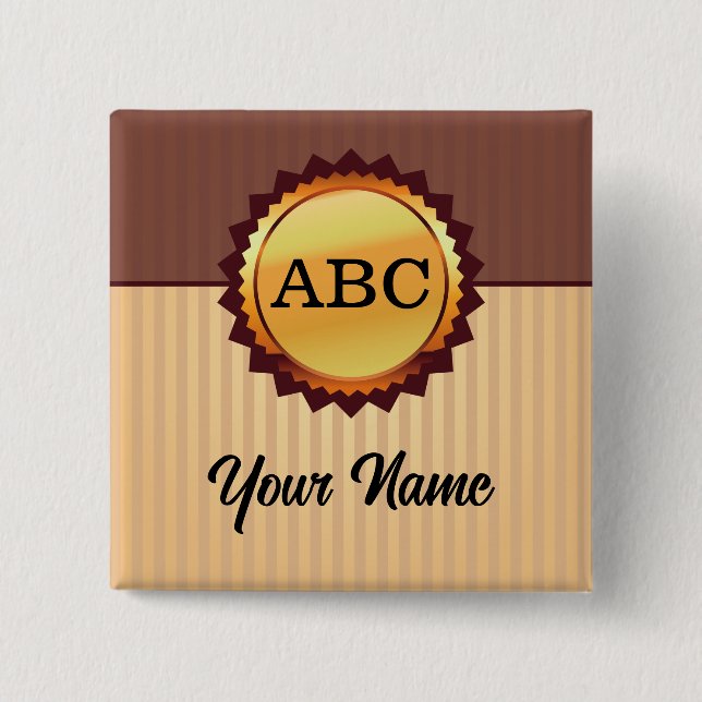 Gold Seal with Initials and Name Customized 2 Inch Square Button (Front)