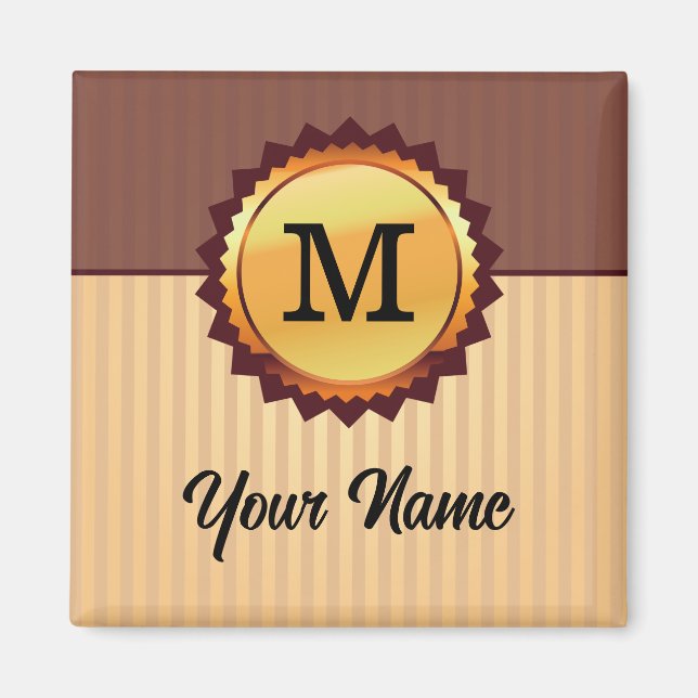 Gold Seal with Initials and Name Customized Magnet (Front)