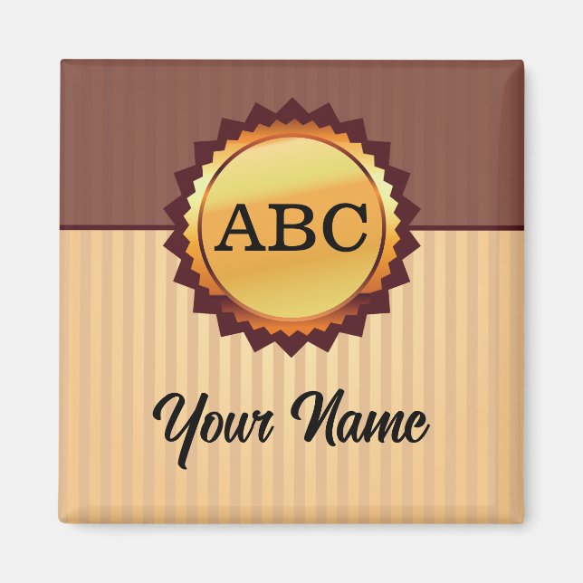Gold Seal with Initials and Name Customized Magnet (Front)