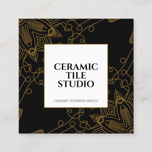 Gold Seamless Mosaic mandala Square Business Card (Front)