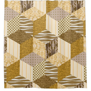 Gold seamless patchwork pattern. vintage illustrat