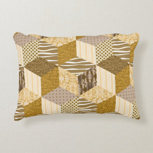 Gold seamless patchwork pattern. vintage illustrat accent pillow