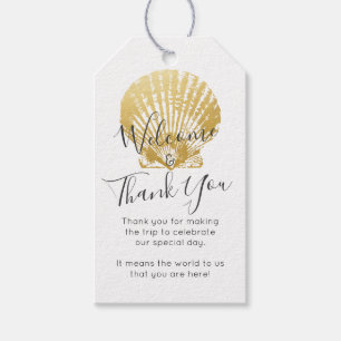 Gold Seashell Beach Wedding Thank You Favor Gift Tags