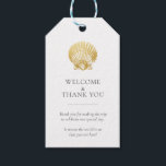 Gold Seashell Beach Wedding Thank You Favour Gift Tags<br><div class="desc">Gold clam seashell and modern typography favour or gift tag for an elegant destination beach wedding. These little tags are great for wedding welcome bags,  bridesmaid gifts,  and bridal shower favours.

DESIGNER TIP: Click CUSTOMIZE FURTHER to change the tag background or text colours,  fonts,  or rearrange the art.</div>
