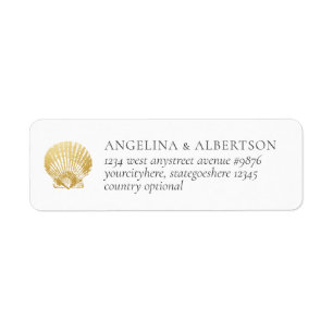 Gold Seashell Elegant Beach Retourner l'adresse St
