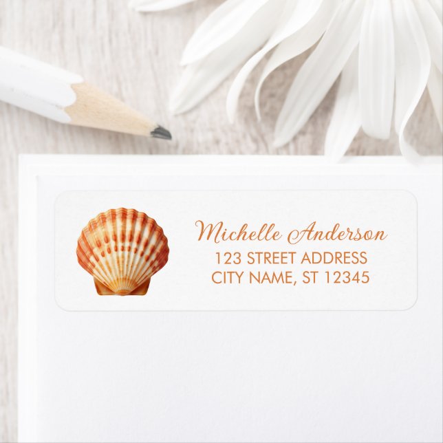 Gold Seashell Scallop Nautical Return Address      (Insitu)