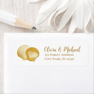 Gold Seashell Scallop Wedding Return Address 