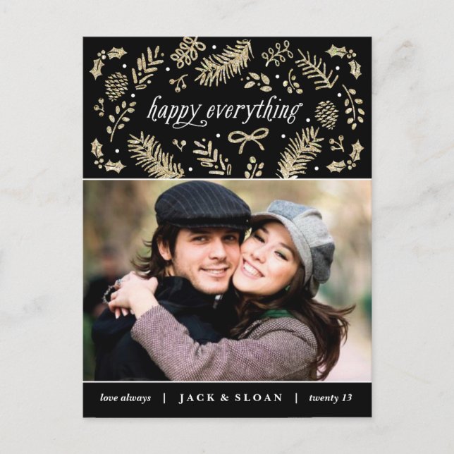 Gold Seasonal Details Holiday Postcard (Front)