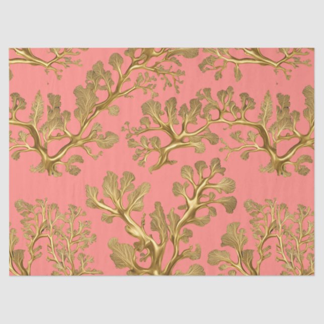 Gold Seaweed on CoralTissue Paper (Front)