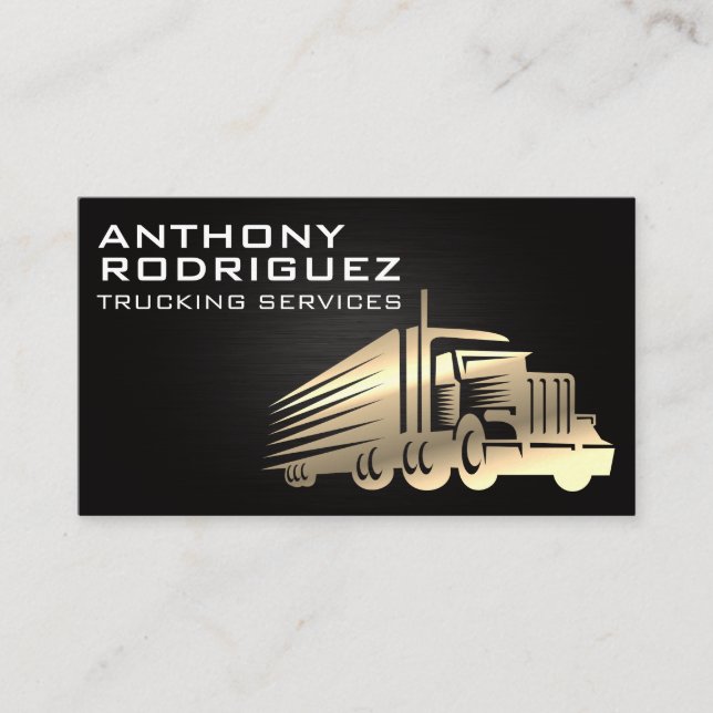 Gold Semi Truck Logo Business Card (Front)