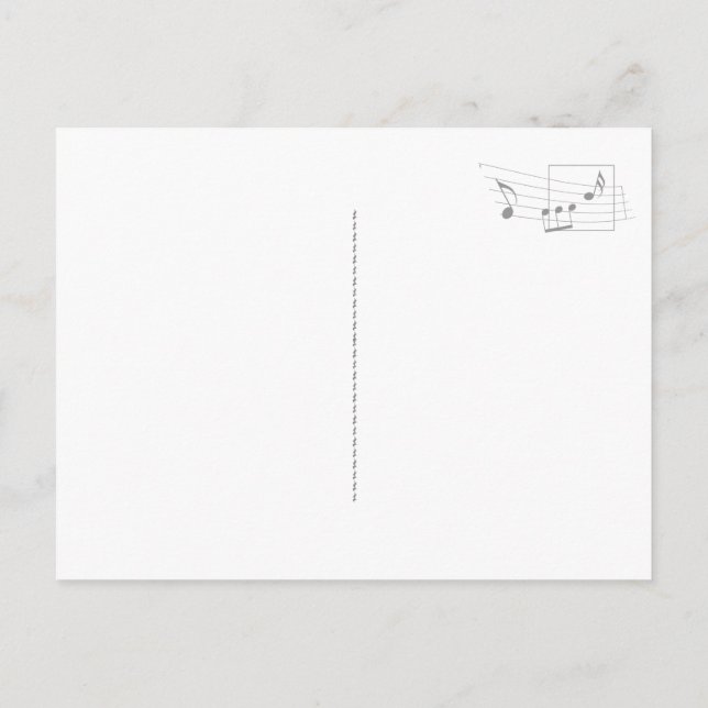 Gold Semiquaver Music Note on White Postcard  (Back)