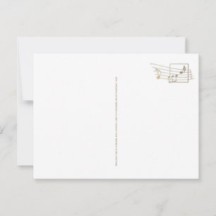 Gold Semiquaver Music Note on White Postcard 