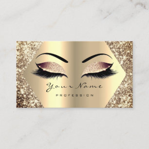 Gold Sepia Glitter Makeup Artist Lashes Browns Business Card