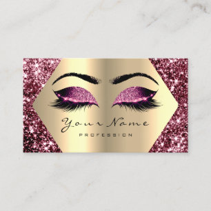 Gold Sepia Glitter Makeup Artist Lashes Burgundy Business Card