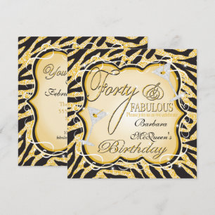 Gold Sequin 40th Birthday Party Invitations