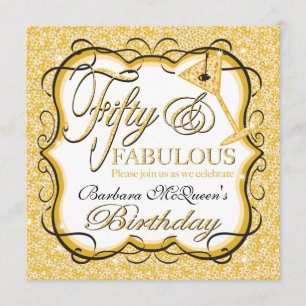 Gold Sequin 50th Birthday Party Invitations
