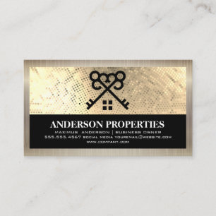 Gold Sequin   Keys and Home Logo   Real Estate Business Card