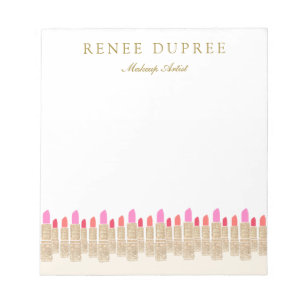 Gold Sequin Lipstick Makeup Artist Beauty Salon Notepad