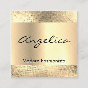 Gold Sequin Pattern   Gold Metallic Background Square Business Card
