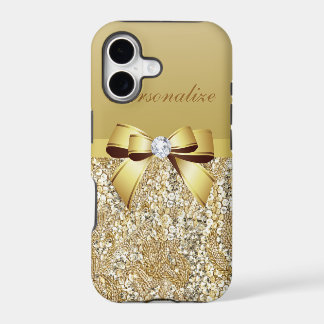 Gold Sequins, Bow & Diamond Personalized