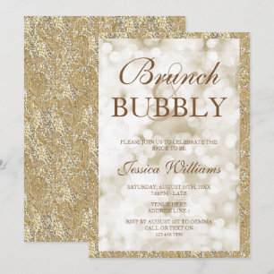 Gold Sequins Brunch & Bubbly Bridal Shower Invitation
