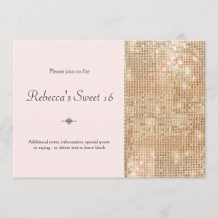 Gold Sequins Sweet 16 Blush Pink Invitation