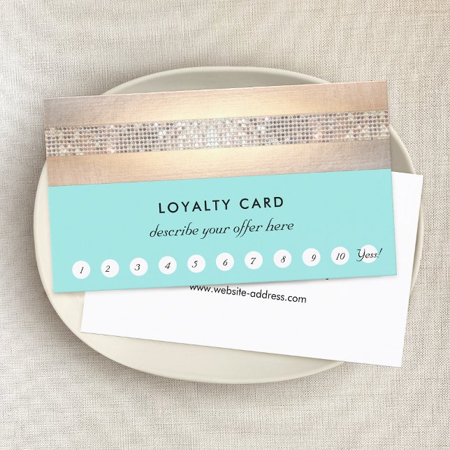 Gold Sequins Turquoise Loyalty 10 Punch Spa Salon (Creator Uploaded)