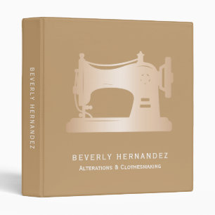 Gold Sewing Machine Seamstres beige monogram Binder