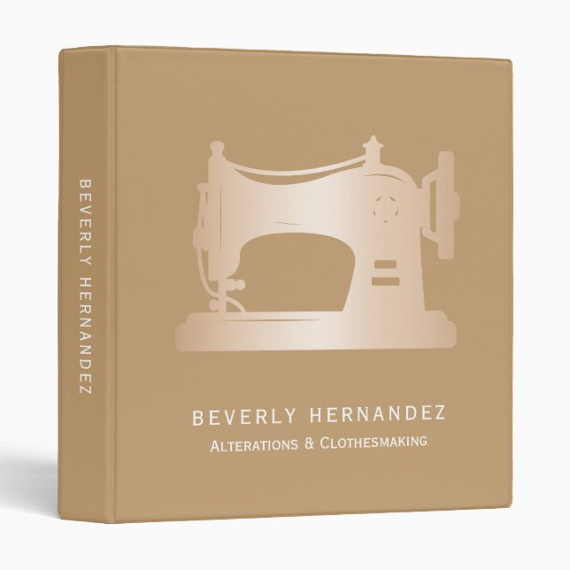 Gold Sewing Machine Seamstres beige  monogram  Binder (Front/Spine)