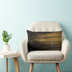 Gold shade black abstract lumbar pillow
