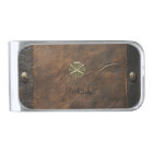 Gold Shamrock St.Patrick`s Day,Brown Leather