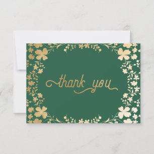 Gold Shamrocks, Irish Green Thank You Cards