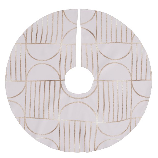 Gold shapes: mid-century modern pattern. brushed polyester tree skirt (Front)