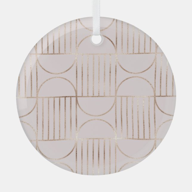 Gold shapes: mid-century modern pattern. glass ornament (Front)