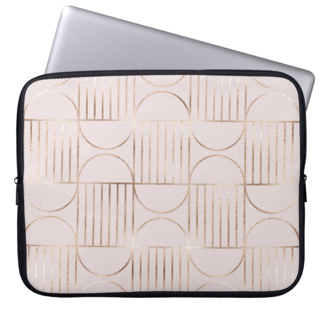Gold shapes: mid-century modern pattern. laptop sleeve (Front)