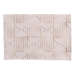 Gold shapes: mid-century modern pattern. pillowcase