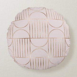 Gold shapes: mid-century modern pattern. round pillow
