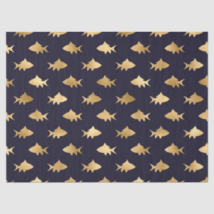 Gold Sharks on Navy Decoupage Tissue Paper