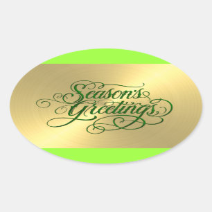 Gold Sheen Green Season's Greetings Sticker