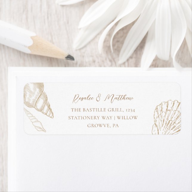 Gold Shells & White Coastal Wedding Decor (Insitu)