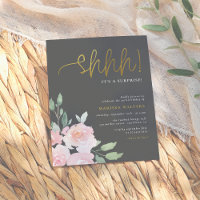 Gold Shhh Its A Surprise Blush Pink & Grey Party