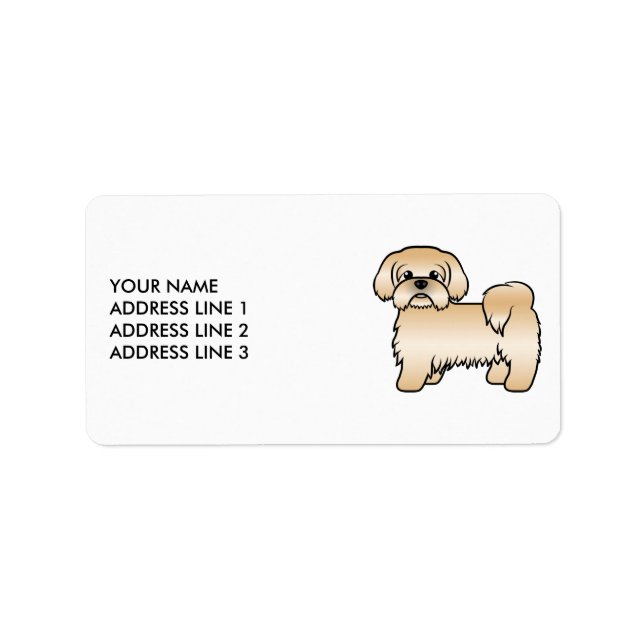 Gold Shih Tzu Cute Cartoon Dog & Custom Text Label (Front)