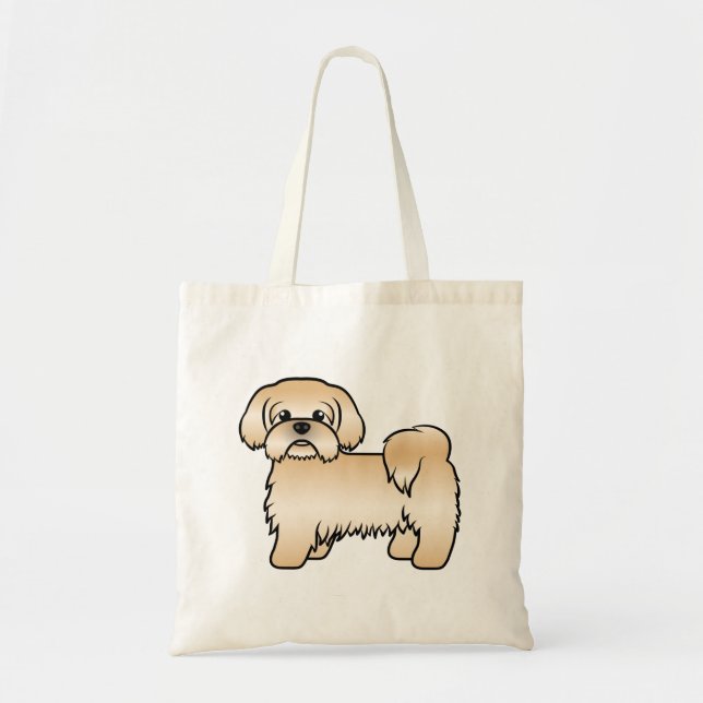 Gold Shih Tzu Cute Cartoon Dog Illustration Tote Bag (Front)