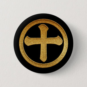 Gold Shimazu Juji Kamon 2 Inch Round Button