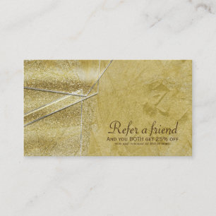Gold Shimmer Crystal Glam Salon Refer a friend Referral Card