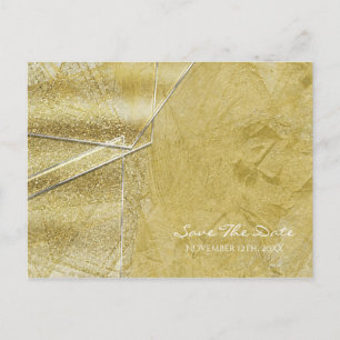 Gold Shimmer Crystal Glass Glam Save the Date Announcement Postcard