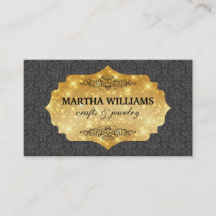 Gold Shimmer   Damask Business Card