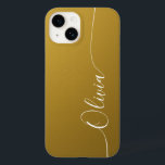 Gold Shimmer Elegant Calligraphy Script Name Case-Mate iPhone 14 Case<br><div class="desc">Gold Shimmer White Elegant Calligraphy Script Custom Personalized Name iPhone 14 Smart Phone Cases features a modern and trendy simple and stylish design with your personalized name in elegant hand written calligraphy script typography on a metallic gold shimmer background. Designed by ©Evco Studio www.zazzle.com/store/evcostudio</div>